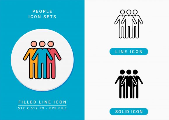 People Icons Set: Enhancing Digital Communication Through Solid Line Vector Illustrations